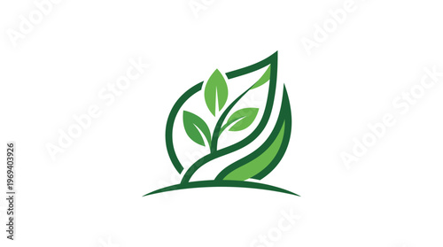 Abstract Green Leaf Logo for Nature and Eco-Friendly Concepts