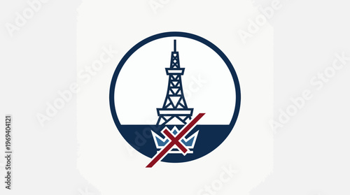 Icon of a Tower with Cross-Out for Technical Support Failure