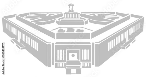 Parliament of India Illustration – Government Building, Democracy & Political Institution Concept