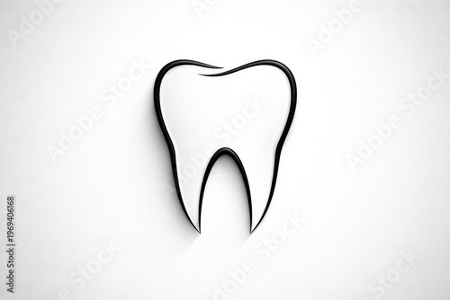 Minimalist tooth icon design in black and white