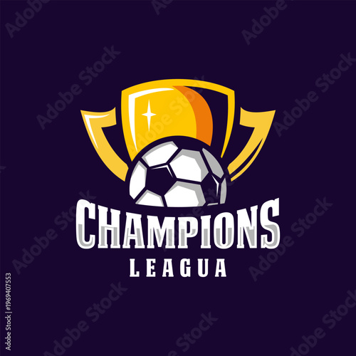 Sports trophy logo design. Champions League for soccer teams, Soccer Football Badge Logo Design Templates