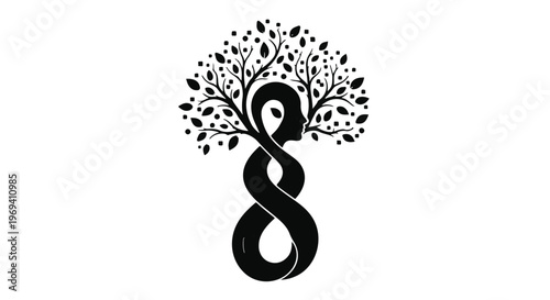 Symbol of growth, connection, and infinite potential merging human form with nature's tree