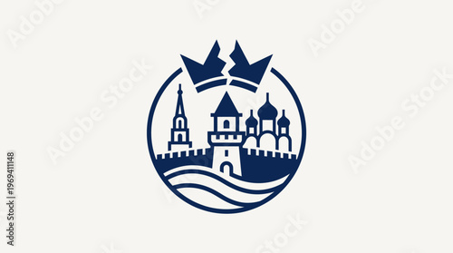 Elegant Vector Emblem of City and Crown Design
