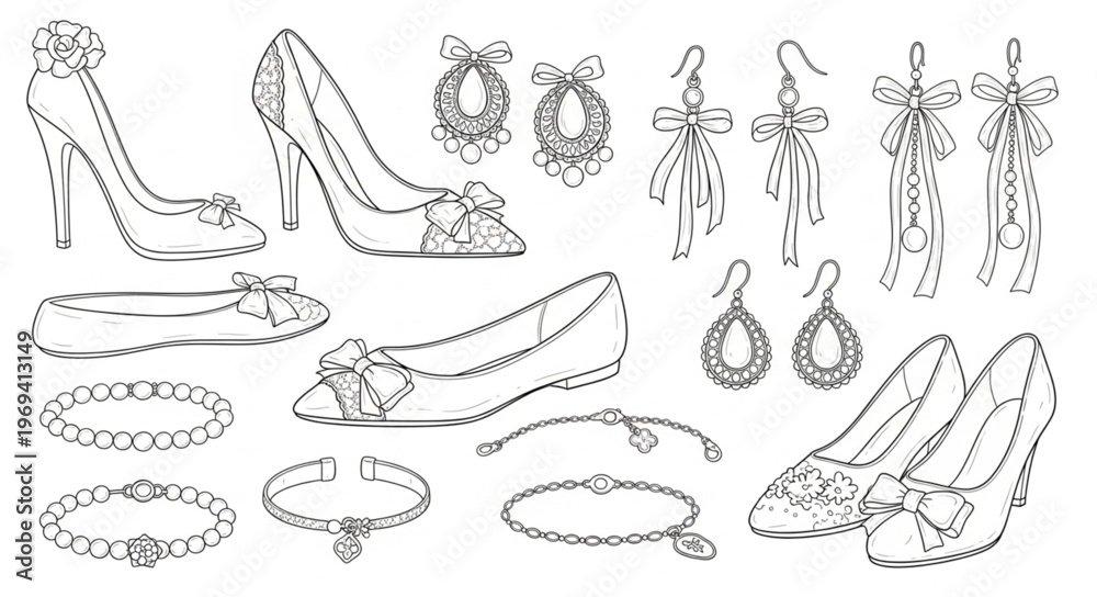 Obraz premium Collection of Elegant Footwear and Sparkling Jewelry.