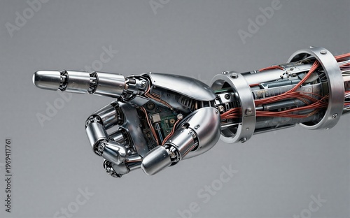 Advanced robotic hand with exposed wires and circuitry showcasing
