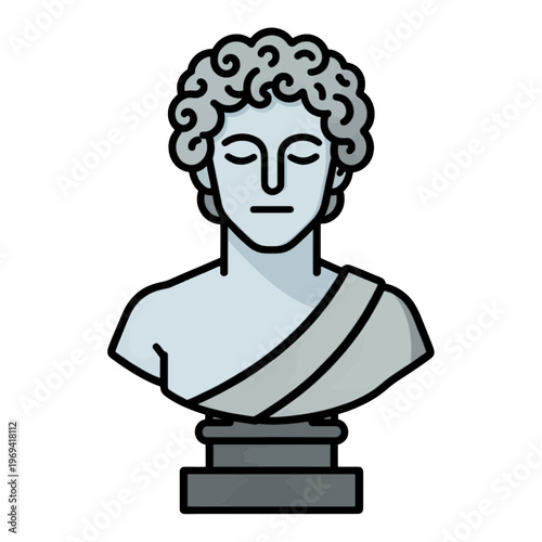 Ancient Bust Statue Vector Icon