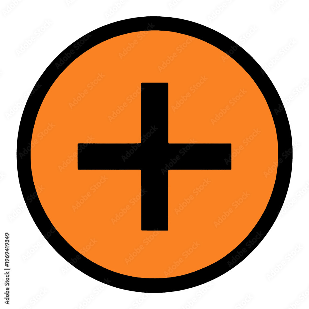 Fototapeta premium Orange Plus Sign Circle App Icon