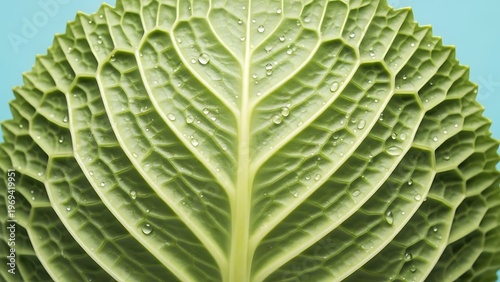 Detailed fresh savoy cabbage with visible veins and water droplets