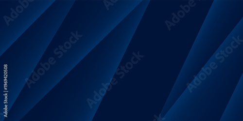 Abstract dark blue gradient horizontal banner background with overlay geometric triangle shapes and glowing line. Modern paper cut texture design with space for text. Suit for poster, cover, header