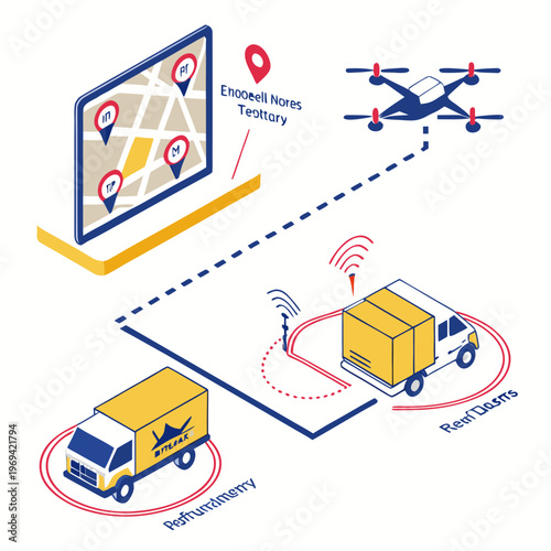 Delivery drone and van tracking map