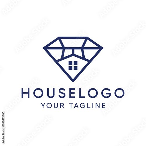 Diamond house logo designs vector