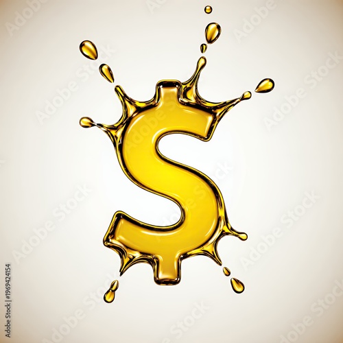 Yellow Dollar Sign Splashing Liquid for Financial Themes and Concepts