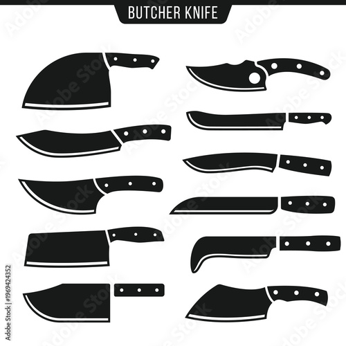 A set of butcher knives on a white background. vector files.