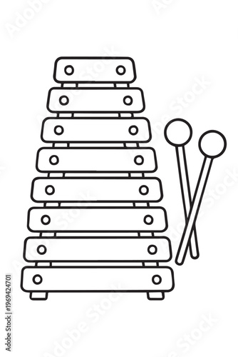 A simple vector illustration of a vibraphone, designed with clean lines to represent percussion performance, professional sound production, and music education.
