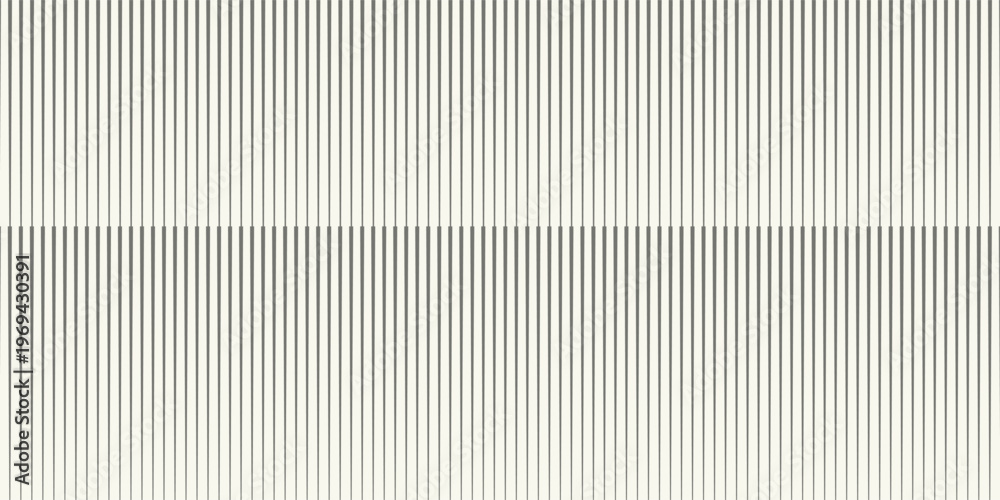 Obraz premium Optical illusion of wave-like motion created by vertical black lines of varying thickness. Abstract black-and-white design demonstrating visual perception and geometric distortion.