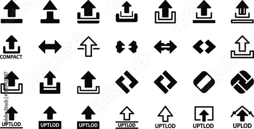 Collection of black directional arrows and geometric icons