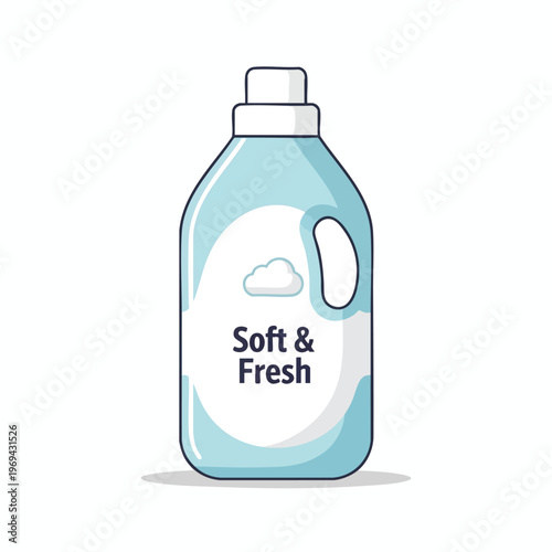 Light blue plastic bottle with handle, soft & fresh text, and cloud emblem