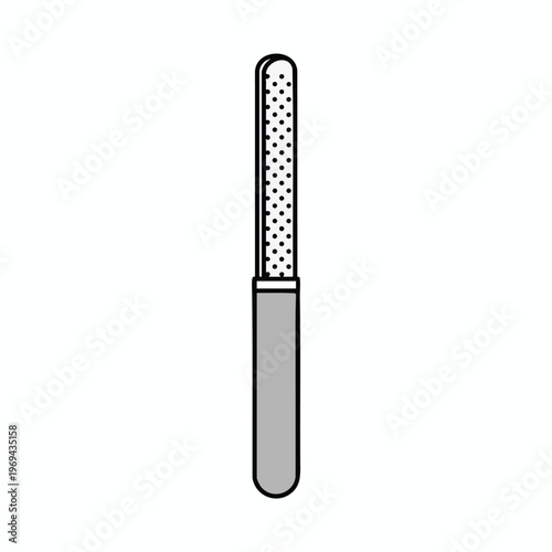 Flat, elongated nail file with a textured surface and a rounded end