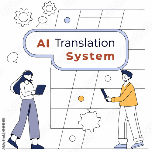 Ai translation system concept with people
