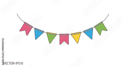 Colorful triangular pennant banner decoration.