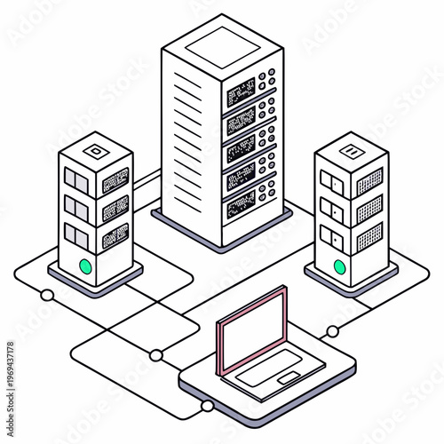 Data center network infrastructure isometric