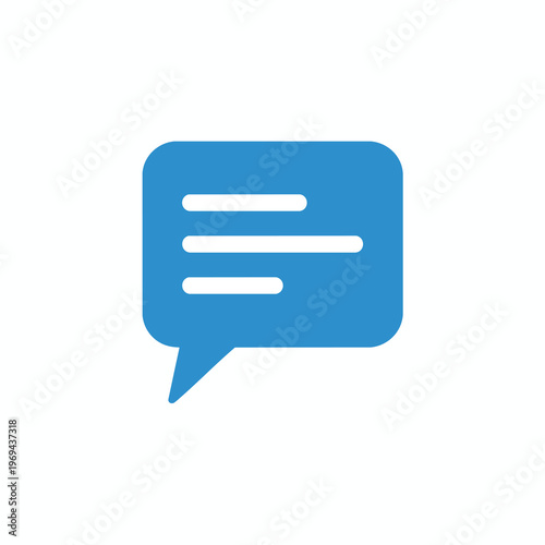 Blue speech bubble with rounded corners and three horizontal lines