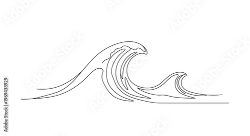 Minimalist Line Art Wave Illustration: Ocean Swell and Water Movement