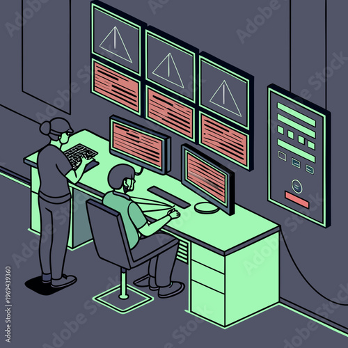 It team monitoring system alerts and data