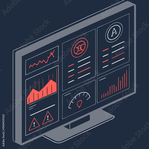 Business data dashboard on computer monitor