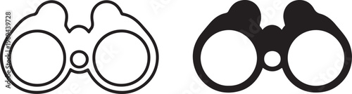 Binoculars Icon Set Vector. Vision, Observation and Surveillance Symbols Vector Illustration.