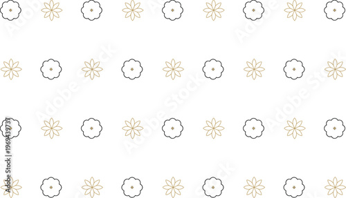 Black gold floral pattern, geometric star motif, abstract decorative design, ornamental vector art, symmetrical flower illustration, stylish background, stock image