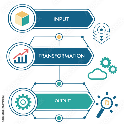 Data process transformation concept diagram