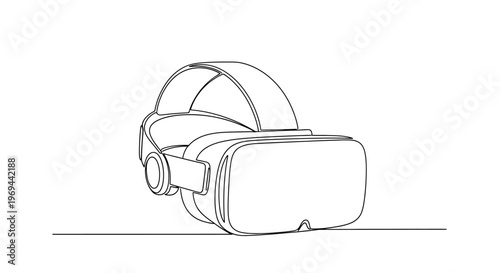 Virtual Reality Headset Drawing, VR Goggles, Futuristic Technology, Immersive Experience