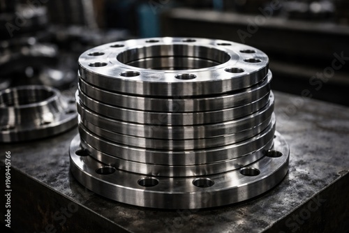 Isolated stack of flat steel flange components