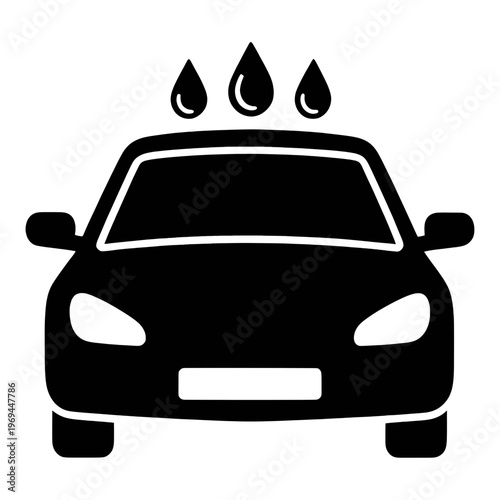 Car with Water Drops Line Icon