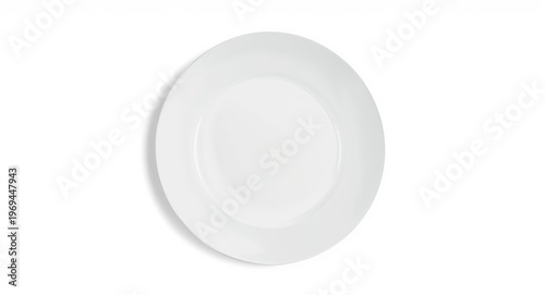 White porcelain plate displayed against a stark white background in sharp detail