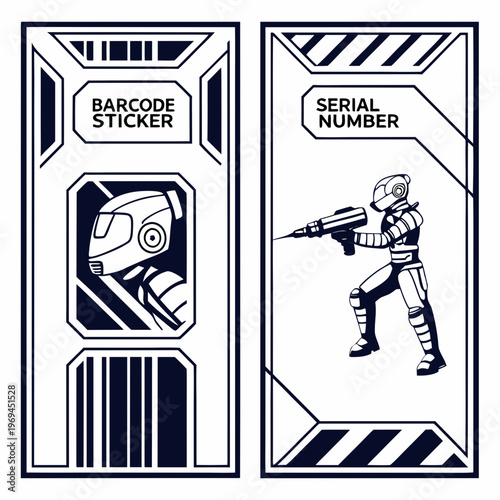 Futuristic robot labels and serial design