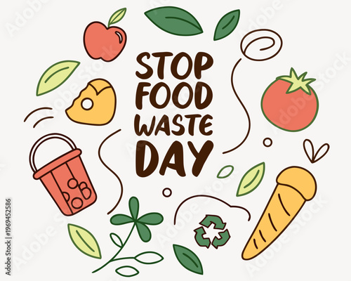 STOP FOOD WASTE DAY vector illustration isolated on white background