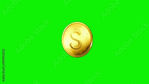 Coin Rotation Animation green screen