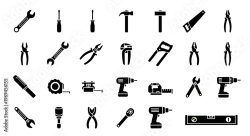 Collection of Hand Tools and Power Tools Icons.