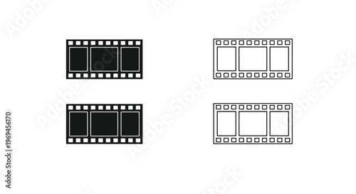 Black and white film strips a graphic illustration of movie footage