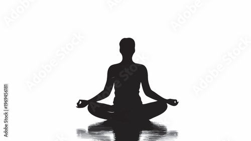 silhueta de pessoa meditando em posicao de lotus isolado fundo branco conceito equilibrio paz interior mindfulness
