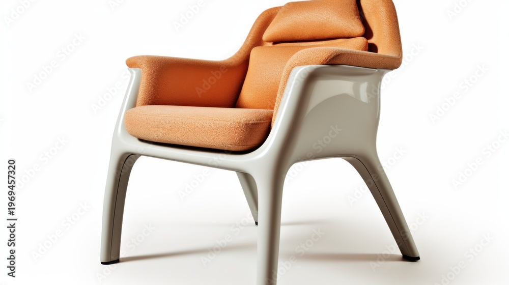 Fototapeta premium Modern Orange Armchair with Unique Design