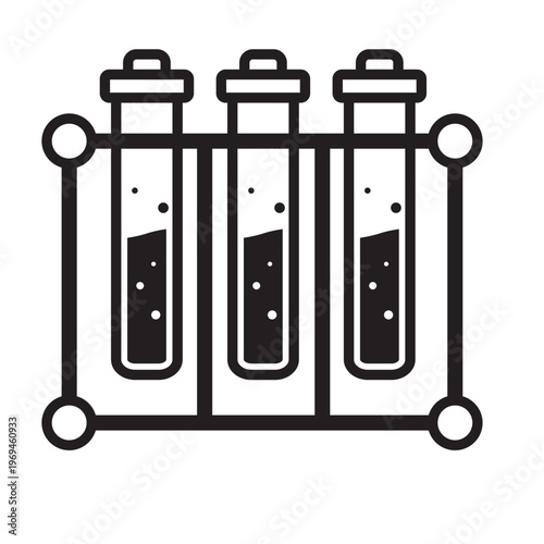 Three test tubes in a rack containing science experiment liquids in a lab
