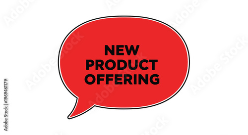 A red speech bubble announces a new product offering with bold text