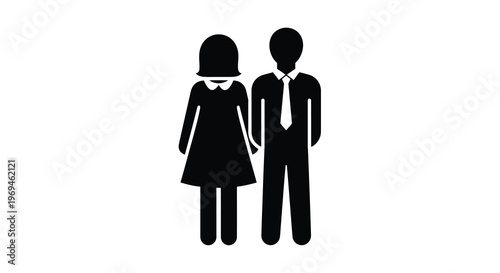Simple black silhouette of a couple a man and a woman standing together
