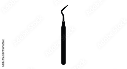 A black silhouette illustration of a dental scaler instrument