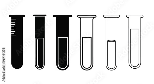 A series of graduated cylinders in varying fill levels and outlines