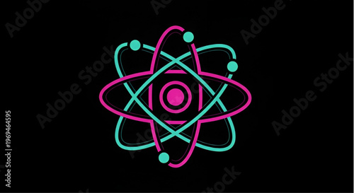 Atomic Structure Symbol with Electrons for Physics and Energy