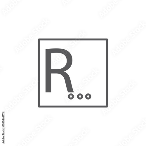 Minimalist rename icon with letter R and ellipsis for file management system and mobile application user interface design vector illustration.
